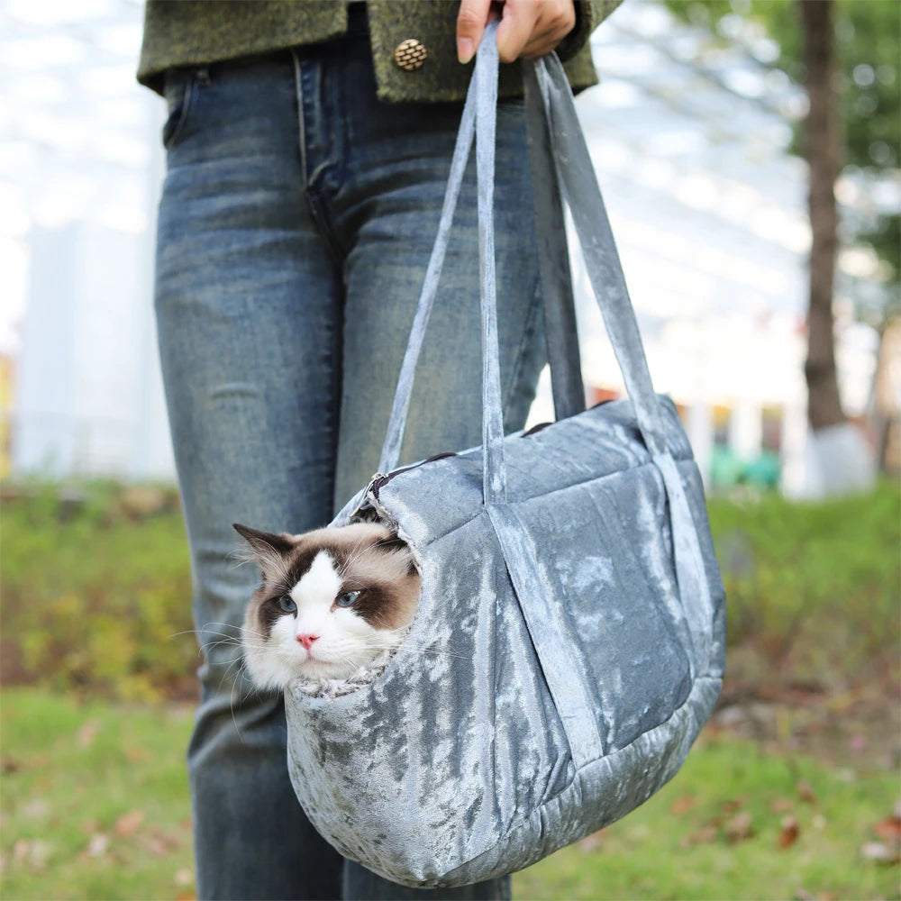 Soft Pet Carrier Winter Warm Comfortable Cat Bed Soft Sided Carriers Slings for Cat Small Dog Pet Carrying Bag