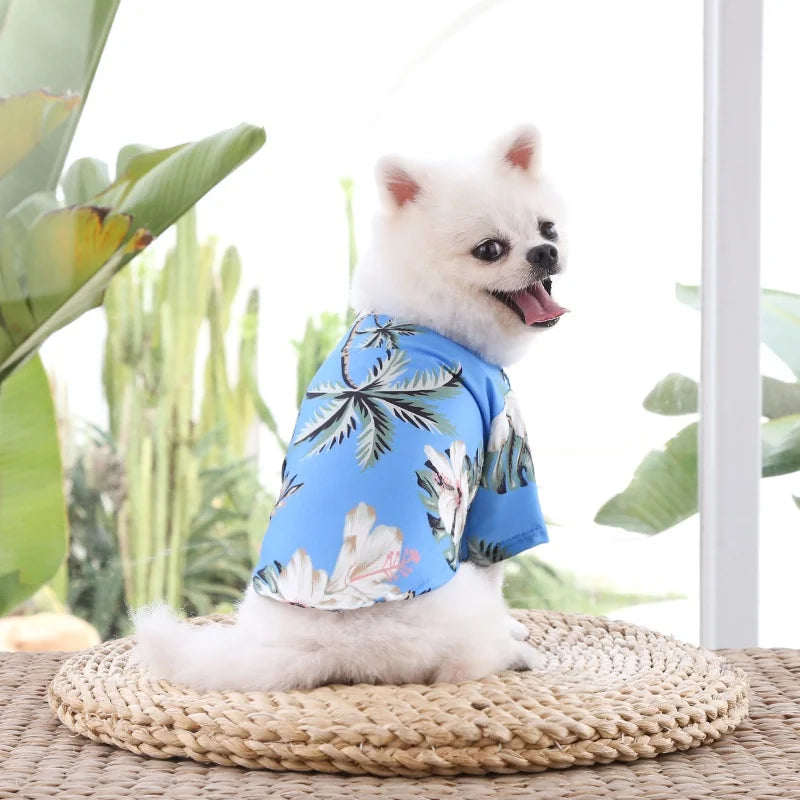 Small and medium-sized dog beach pineapple shirt Hawaiian pet dog cat golden retriever spring and summer season clothing