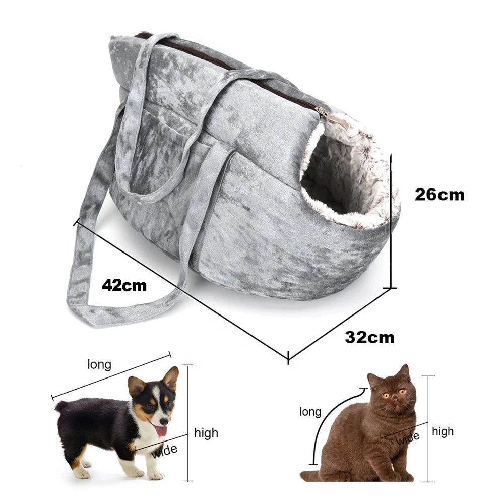 Soft Pet Carrier Winter Warm Comfortable Cat Bed Soft Sided Carriers Slings for Cat Small Dog Pet Carrying Bag