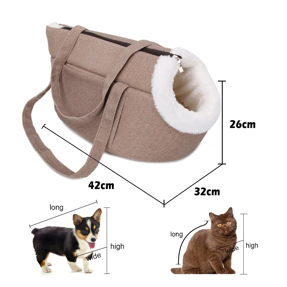 Soft Pet Carrier Winter Warm Comfortable Cat Bed Soft Sided Carriers Slings for Cat Small Dog Pet Carrying Bag