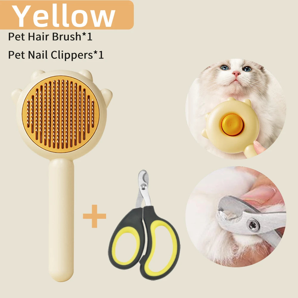 Pet Grooming Needle Brush Magic Massage Comb Hair Remover Pets General Supplies with Pet Nail Clippers For Cat Dog Cleaning Care