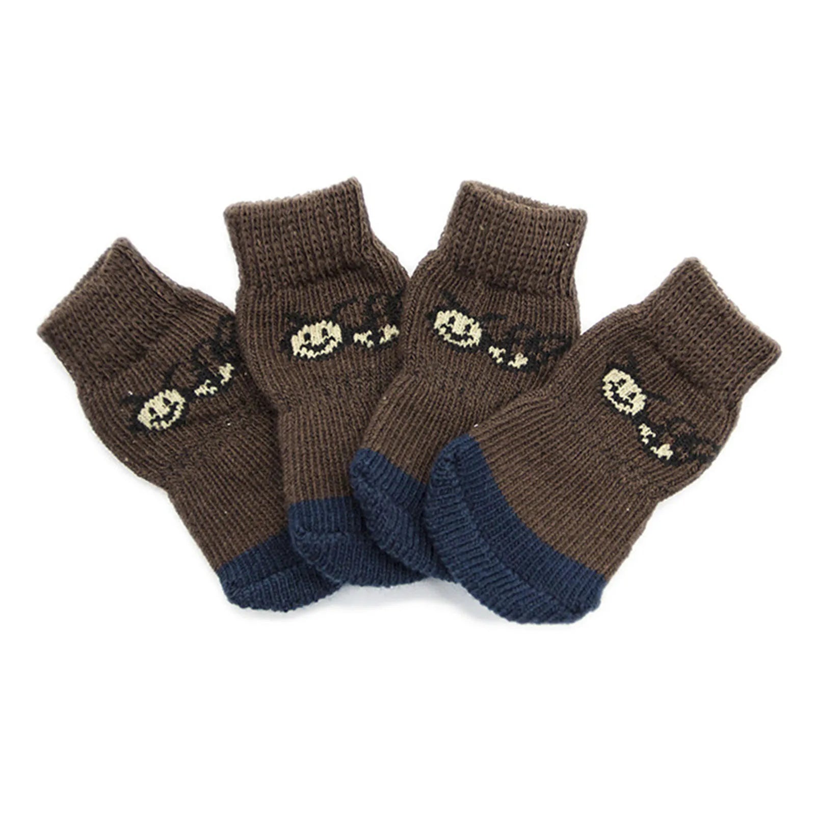 4Pcs Pet Socks Warm Knitted Comfortable Cat Dog Socks Durable Anti-Slip Winter Puppy Paw Protector Dog Winter Accessories