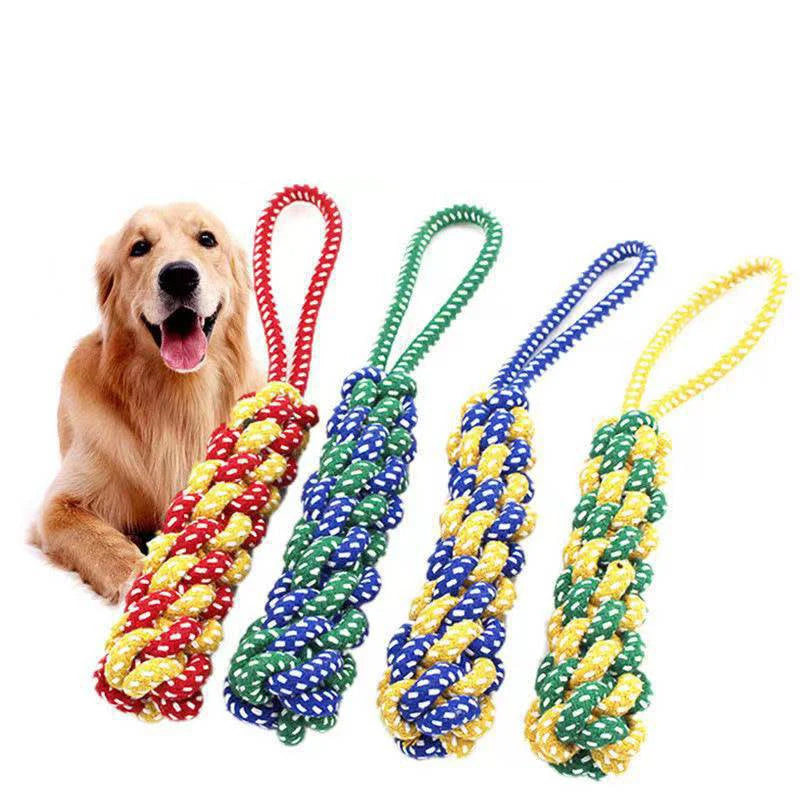 1PC Dog Toy Carrot Knot Rope Ball Cotton Rope Dumbbell Puppy Cleaning Teeth Chew Toy Durable Braided Bite Resistant Pet Supplies