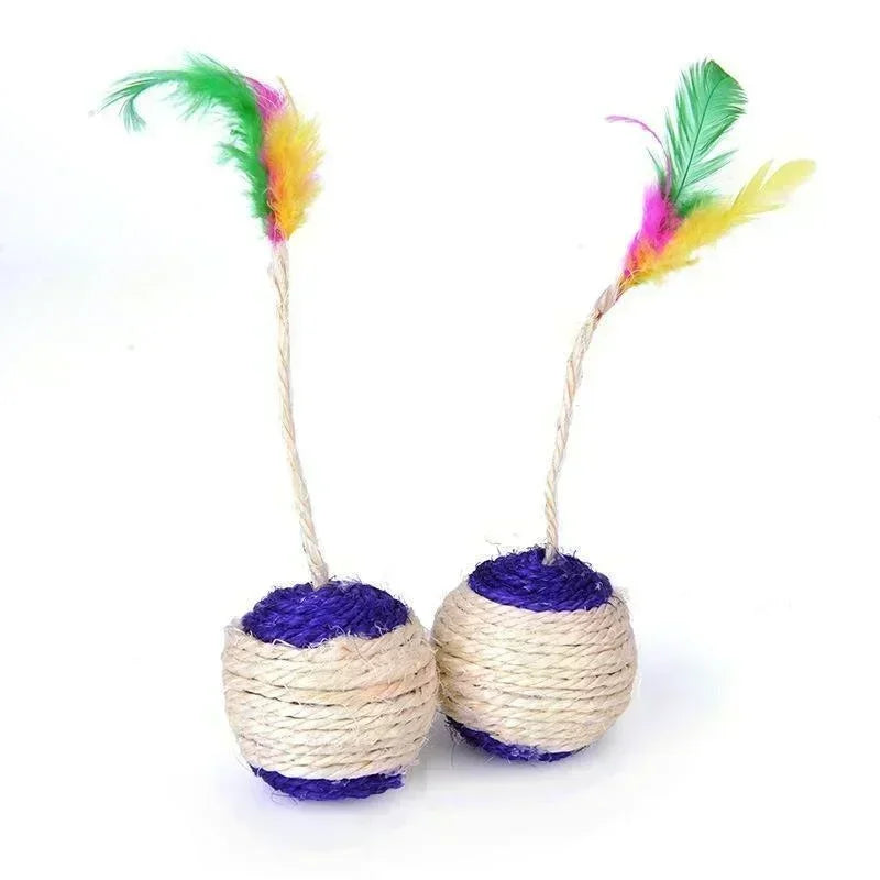 Cat Scratching Ball Interactive Feather Toy