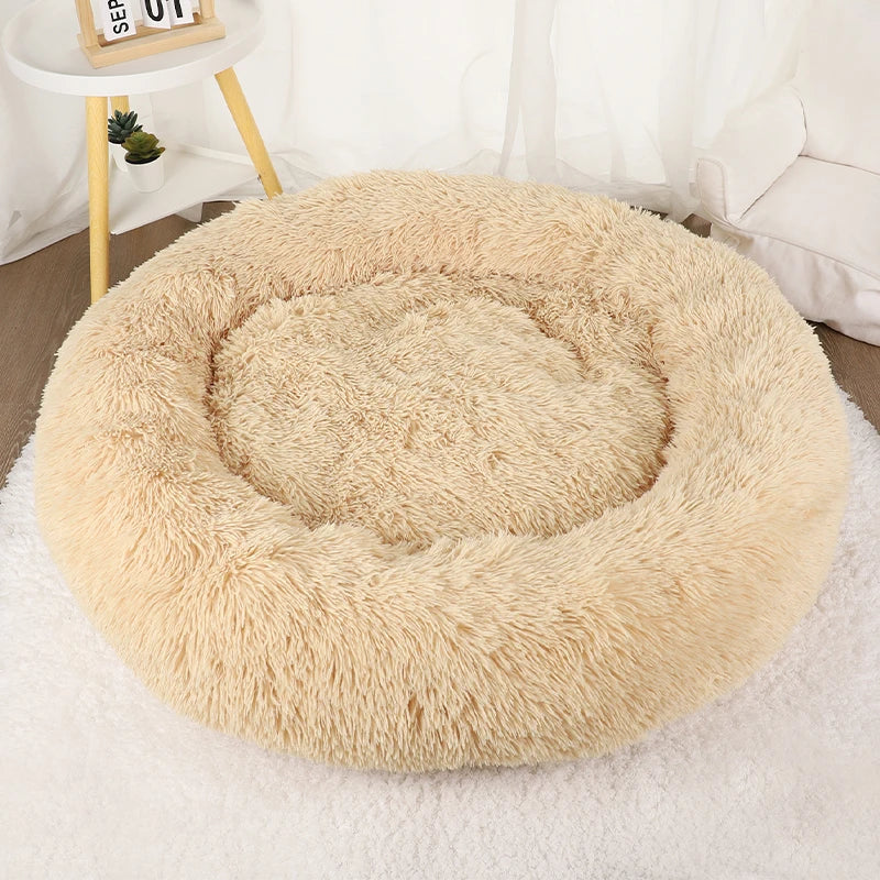 Dog Bed Donut Big Large Round Basket Plush Beds for Dogs Medium Accessories Fluffy Kennel Small Puppy Washable Pets Cat Products