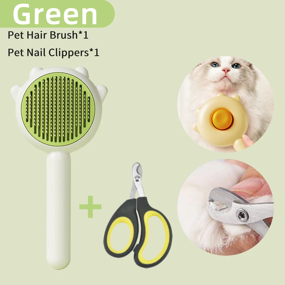 Pet Grooming Needle Brush Magic Massage Comb Hair Remover Pets General Supplies with Pet Nail Clippers For Cat Dog Cleaning Care