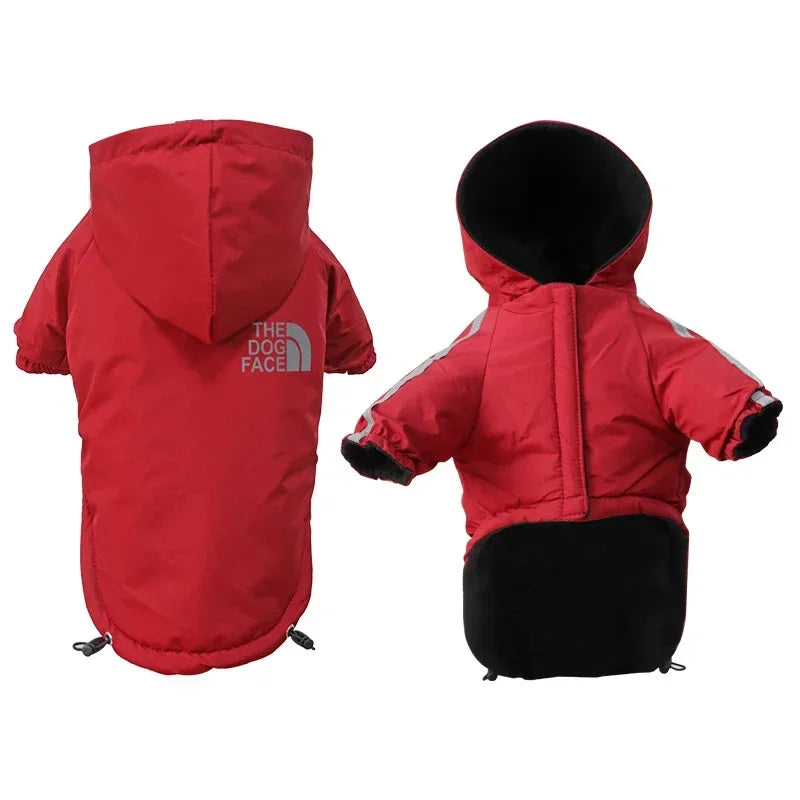 Reflective Pet Clothes Autumn Winter Pet Dog Waterproof Warm Coat Cotton Hooded Jacket The Dog Face Small Dog Clothes