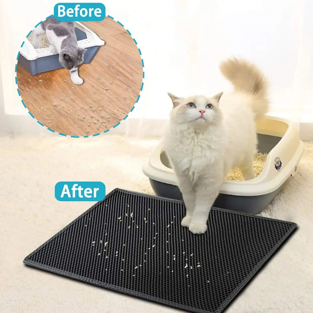 Double Layer Cat Litter Mat Waterproof Urine Proof Kitty Litter Mat Honeycomb Litter Box Mat Soft Non slip Cat Litter Mat