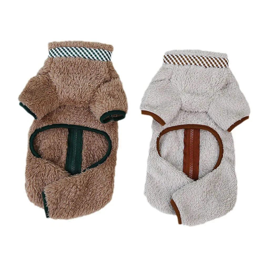 Dog Jumpsuit Coat Winter Warm Plush Pet Clothes for Small Dogs Puppy Pajamas with Double D Rings Chihuahua Costume Yorkie Onesie