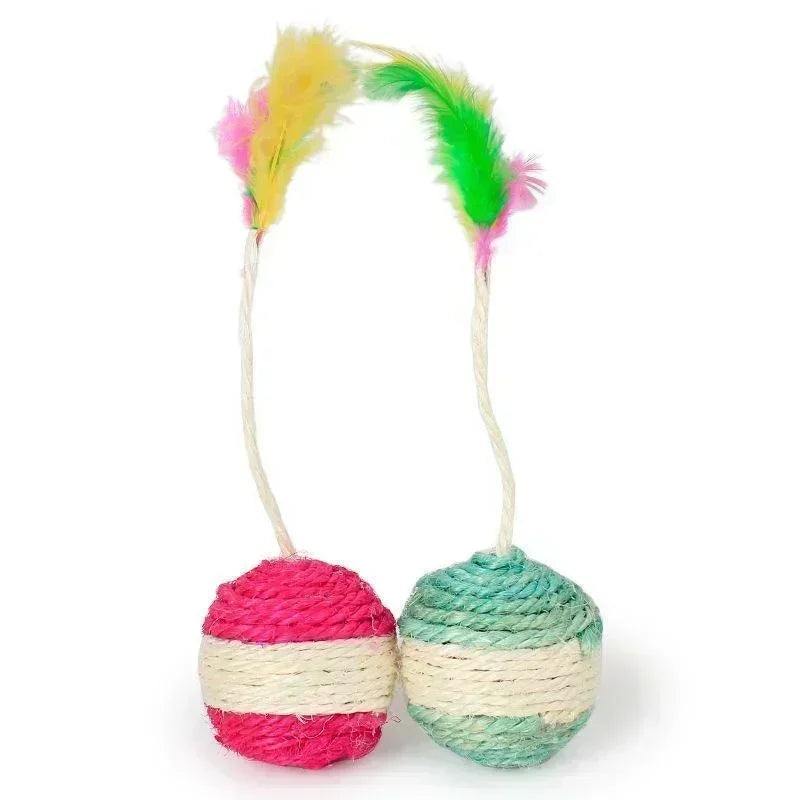 Cat Scratching Ball Interactive Feather Toy